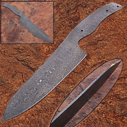 SBDM-2295 Damascus Full Tang Ladder Pattern Blank Chef Knife