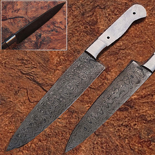 SBDM-2304 Custom Made Damascus Making Ladder Pattern Chef Knife