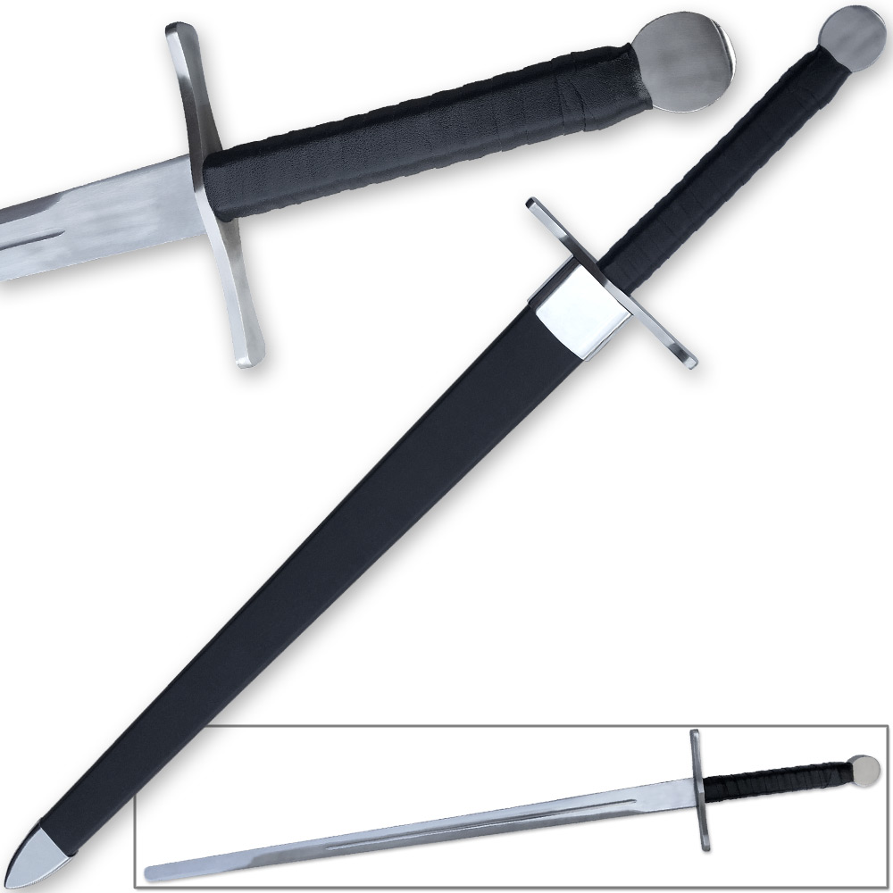Picture of EdgeWork EW-1142 Knightly Medieval Crossguard Longsword 45.5 in. Sword with Wrapped Wooden Scabbard
