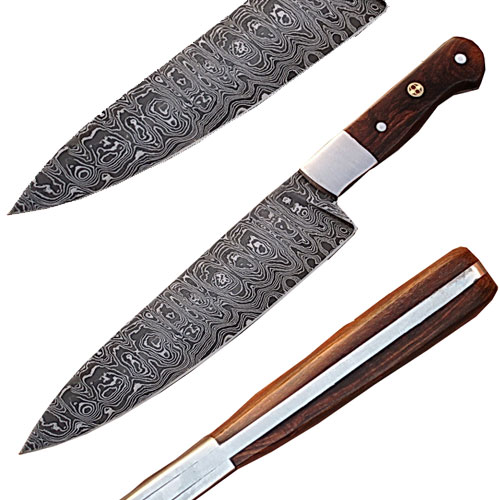 SDM-2156 Custom Handmade Damascus Steel Chef Knife Wood Handle