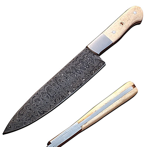 SDM-2157 Custom Handmade Damascus Steel Chef Knife Camel Bone Handle