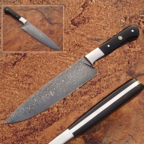 SDM-2158 Custom Handmade Damascus Chef Knife Micarta Wood Handle