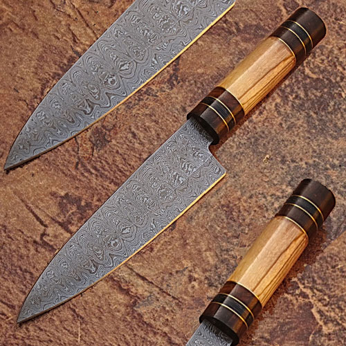 SDM-2247 Custom Made Damascus Steel Olive Wood, Hard Wood Handle 1