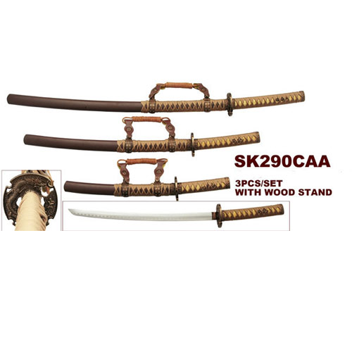 SK290CAA Wood Sword, Brown - 3 Piece