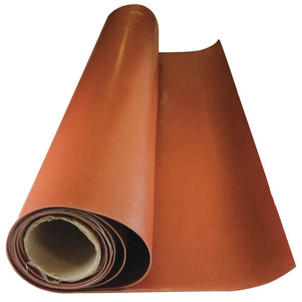Rubber Roll, Silicone, Rubber Width 24 in, Rubber Length 5 ft, Rubber Thickness 1/2 in, 30A, Plain Backing
