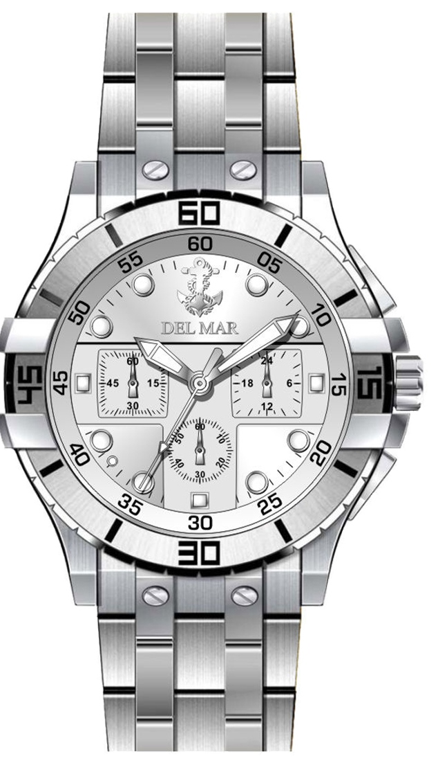 Picture of Del Mar  50210 200M Stainless Steel Silver Anchor Dial Chronograph Band Watch