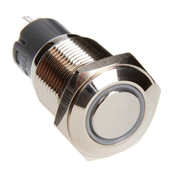 RS-16MM-LEDW 16 mm LED Momentary Switch, Chrome & White