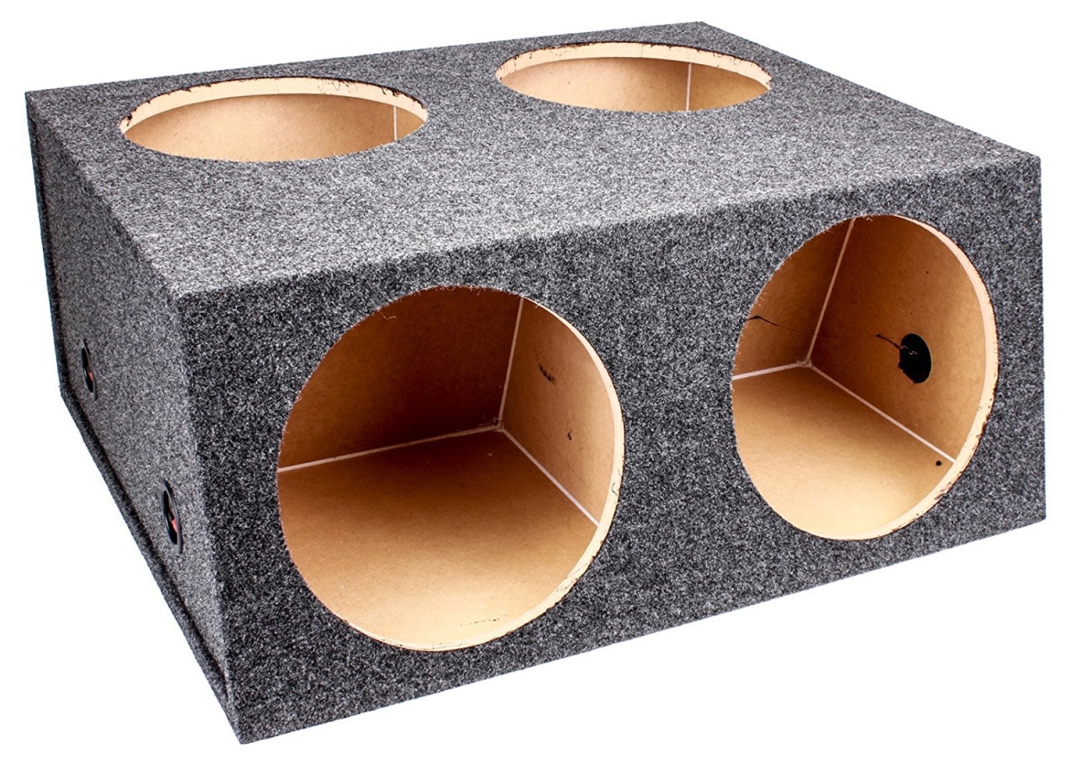Picture of Qpower BASS12 4HOLE T 12 in. Four Hole Unloaded Subwoofer Speaker Box Enclosure, Charcoal