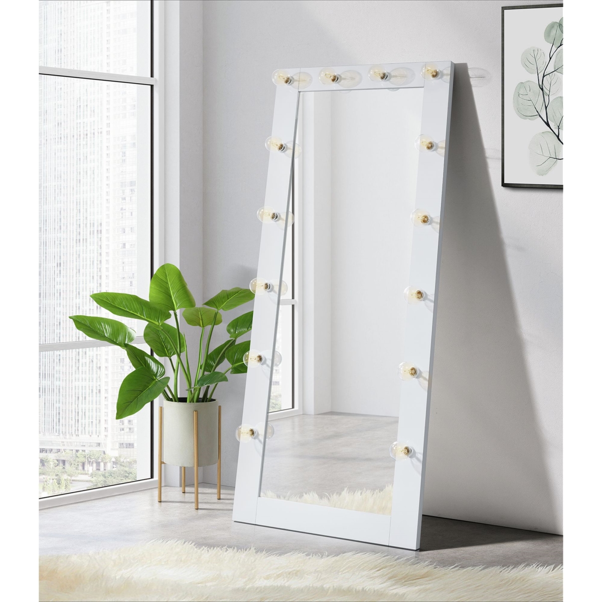 Picture of Elements CVLY700FM Picket House Furnishings Belle Floor Mirror&#44; Glossy White