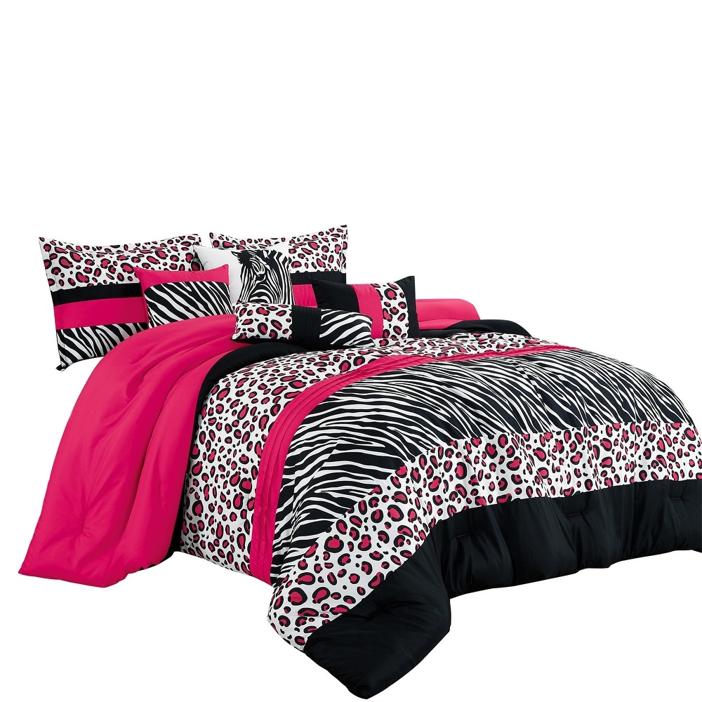 Picture of ESCA J22373VQ Avani Bedding Comforter Set&#44; Black & Pink - 7 Piece - Queen Size