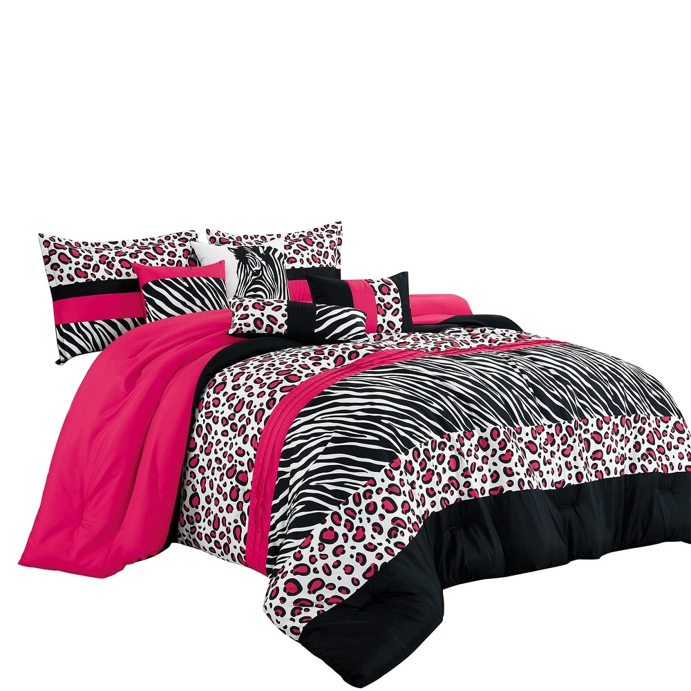 Picture of ESCA J22373VK Avani Bedding Comforter Set&#44; Black & Pink - 7 Piece - King Size