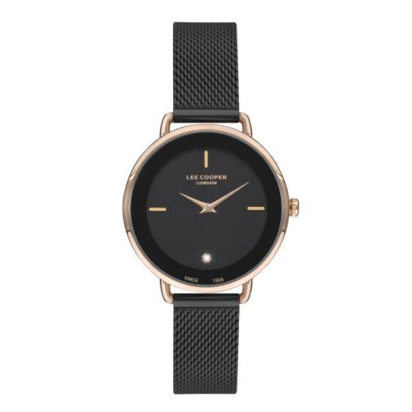 Ladies Rose Gold Watch with Black Dial