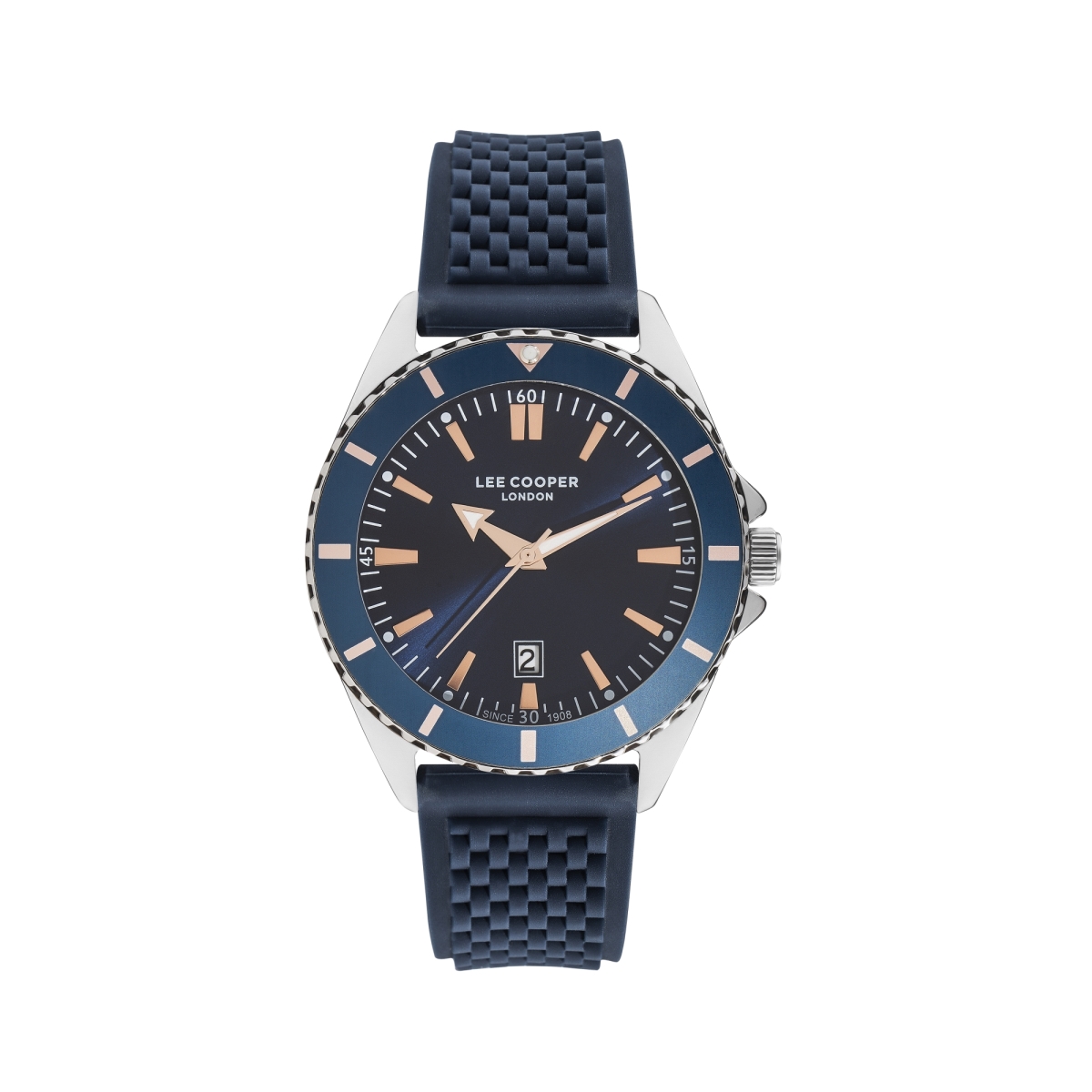 Mens Silver Watch with Blue Dial