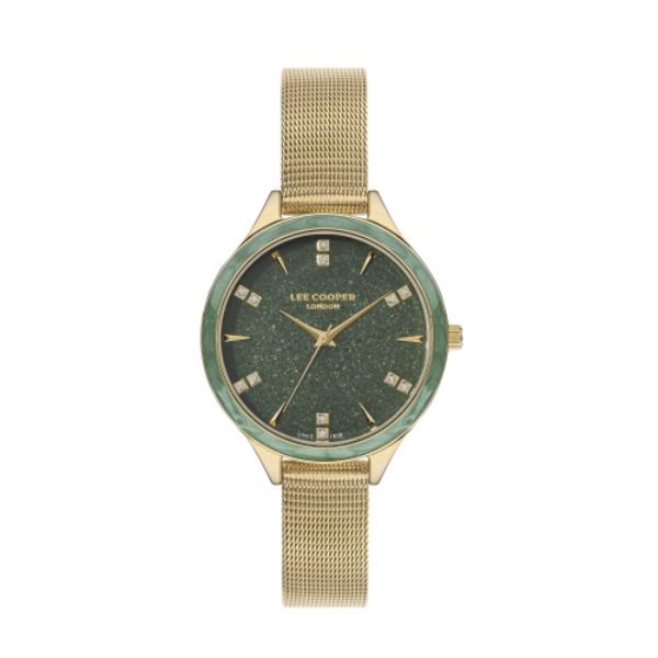 Ladies Yellow Gold Watch with Green Dial