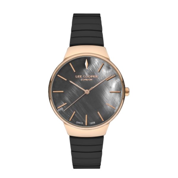 Ladies Rose Gold Watch with Black Dial