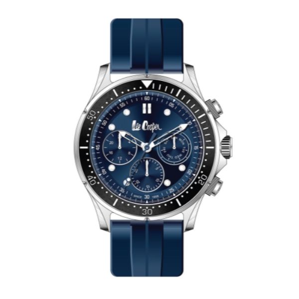 Mens Silver Watch with Blue Dial