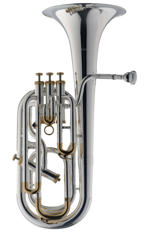 21580 Professional Bb Baritone, 4 Monel Pistons, Gold Trim Kit & Silver Plated