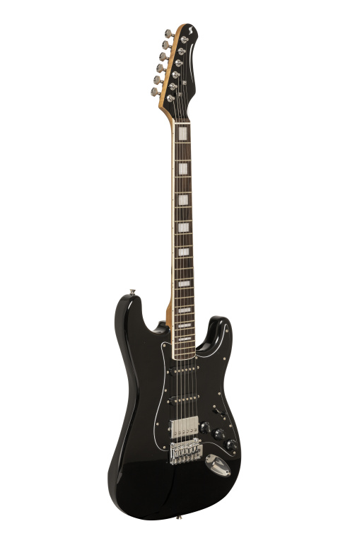 26130 Vintage S-60 Series Electric Guitar with Solid Alder Body- Black