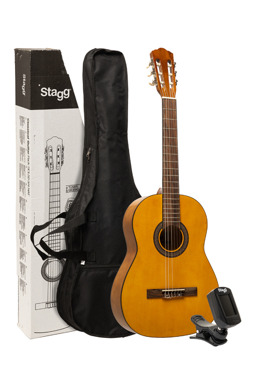 25687 34 Scale Guitar Pack with Classical Guitar with Linden Top Tuner  Bag  Natural