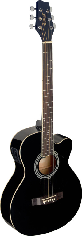 22552 Auditorium Cutaway Acousticelectric Guitar with Basswood Top Black