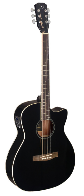 22682 Acoustic-electric Auditorium Guitar with Solid Spruce Top, Bessie Series- Black