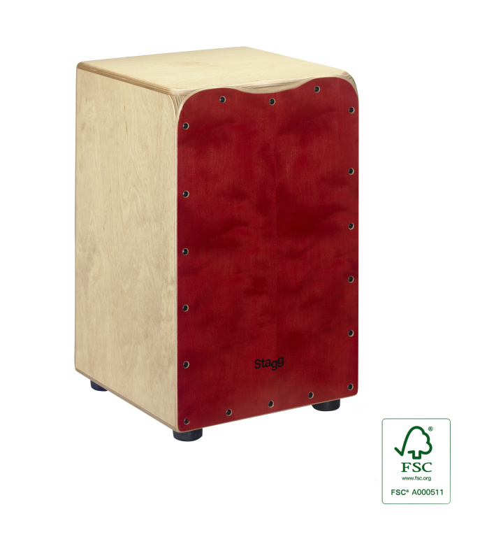 23425 11.61 x 12.2 x 18.9 in. Medium Sized Birch Cajon with Red Front Plate