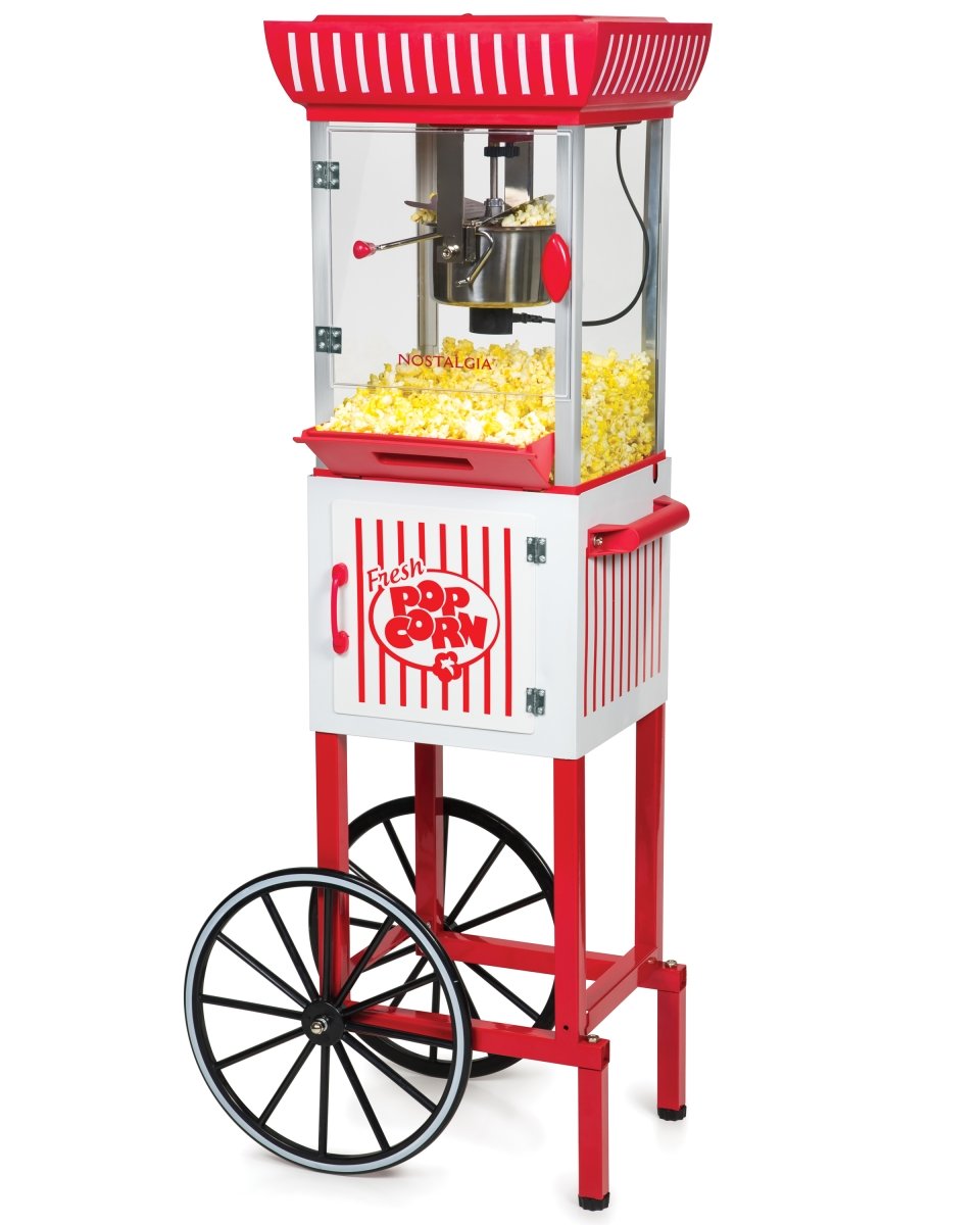 Picture of Nostalgia NKPCRT25RW 2.5 oz 10-Cup Popcorn Maker with Cart&#44; Red & White - 48 in.
