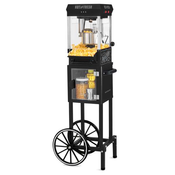 Picture of Nostalgia KPM220CTBK 45 in. & 2.5 oz Vintage Popcorn Cart with 5 qt. Bowl&#44; Black