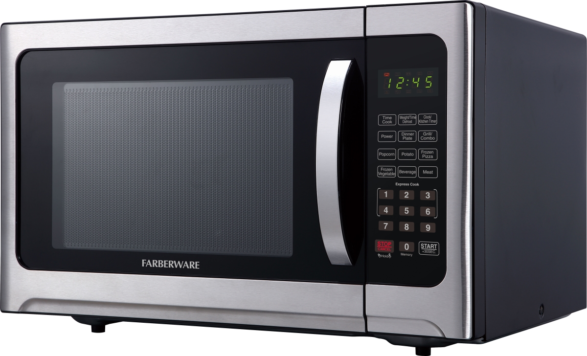 Picture of Farberware FM12SSG 1.2 cu ft. 1100 watt Large Microwave Oven with Grill Function&#44; Stainless Steel & Gray