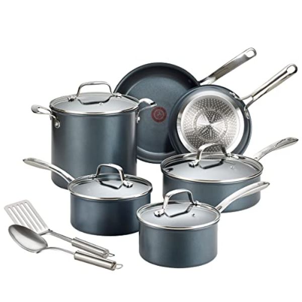 Picture of T-fal E104SC64 Platinum Nonstick Cookware Set with Induction Base, Unlimited Cookware Collection - 12 Piece