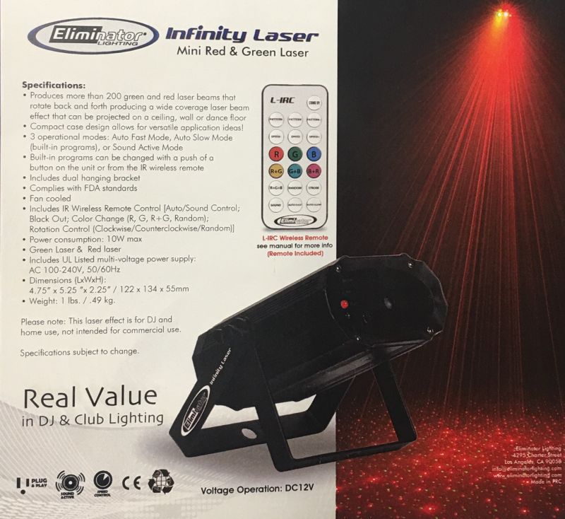 Picture of Eliminator Lighting Infinity Laser Red & Green Laser Effect with Multiple Sky Beams