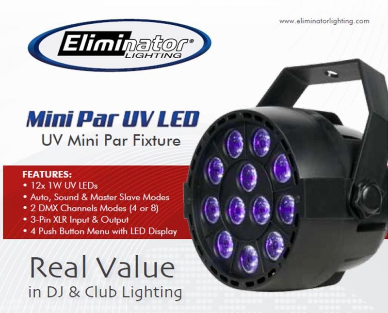 Picture of Eliminator Lighting Mini Par UV LED 12-1W UV LED Light