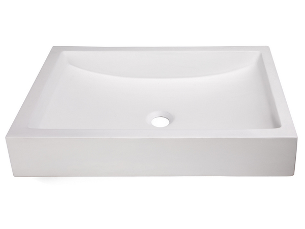 EB-N008WH 22 in. Shallow Wave Concrete Rectangular Vessel Sink, White -  Chesterfield Leather, CH2958769