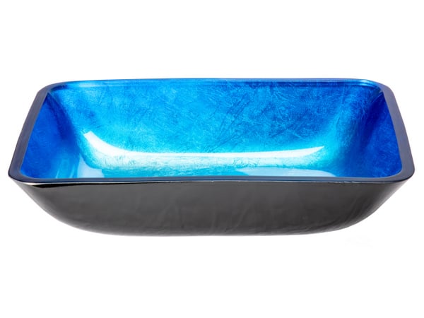 EB-GS79 4.375 in. Rectangular Foil Glass Vessel Sink with Exterior, Royal Blue & Black -  Eden Bath, EB_GS79