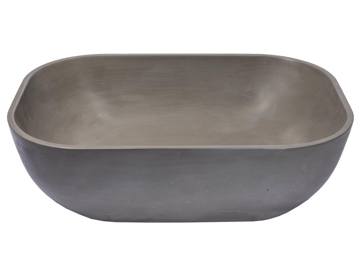 EB-N010DG 5.3 x 12.8 x 18.3 in. Rounded Corners Rectangular Concrete Vessel Sink, Dark Gray -  Chesterfield Leather, CH3488270