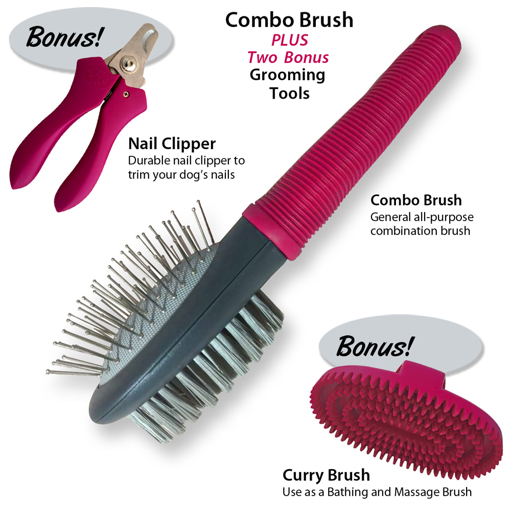 Picture of Enrych 1069 Combo Brush&#44; Nail Clipper & Curry Brush Grooming Set for All Dogs
