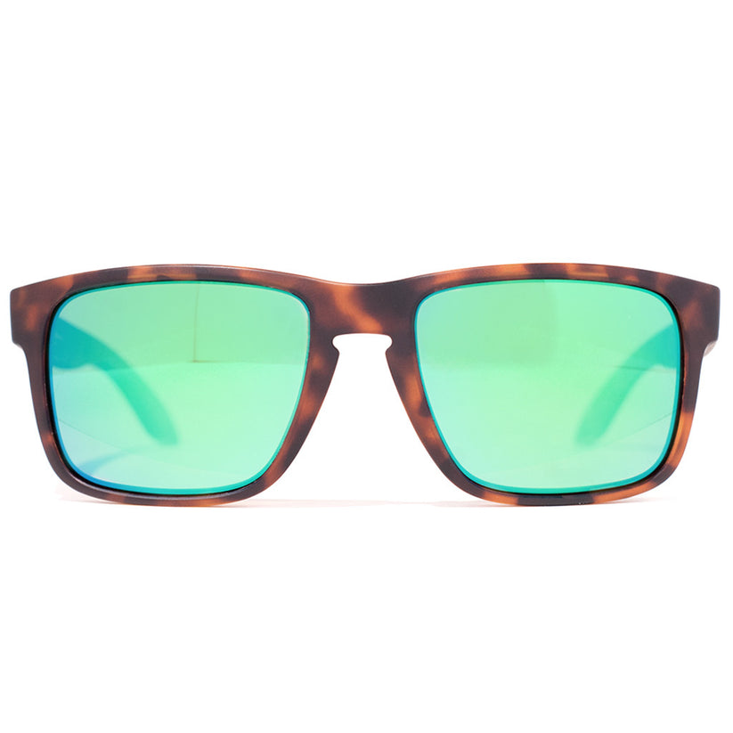 MACMT14 Machine Matte Tortoise Frame Sunglasses with Green Mirror Polarized Lenses