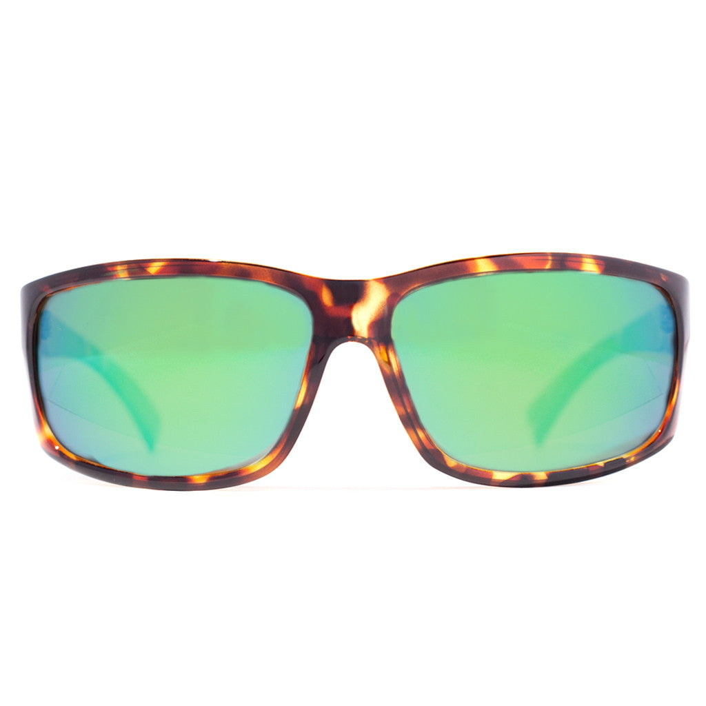 Sea Level Gloss Tortoise Frame Sunglasses with Green Mirror Polarized Lenses