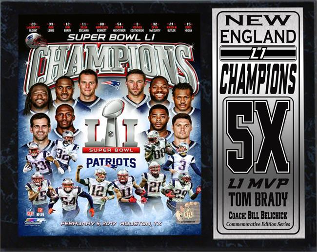 Picture of Encore Select 297-70 12 X 15 in. Stat Plaque - Super Bowl 51 Champion, New England Patriots