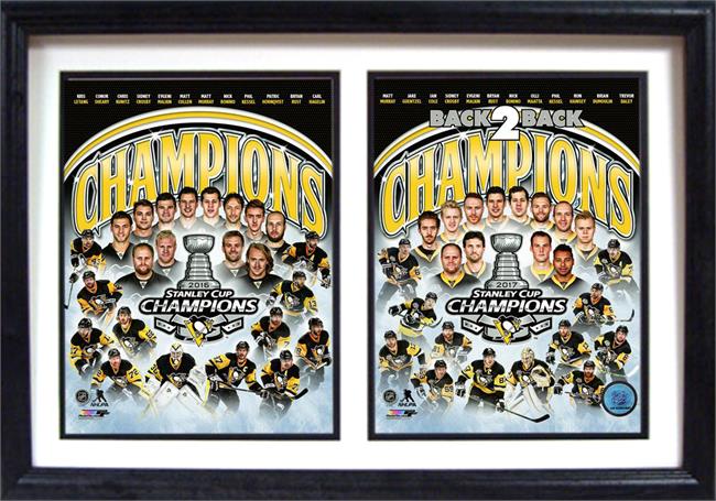 Picture of Encore Select 299-13 12 x 18 in. 2017 Back 2 Back Stanley Cup Champions&#44; Pittsburgh Penguins - Double Frame