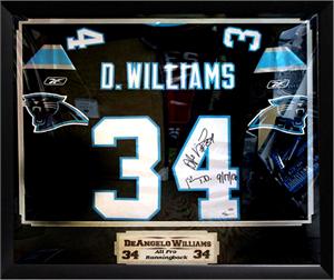 701-14 30 x 34 in. Framed Autographed Custom Jersey - DeAngelo Williams Carolina Panthers