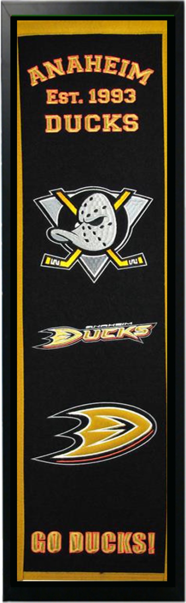 Picture of Encore Select 290-22 Anaheim Ducks Logo History Felt Banner - 14 x 37 in.