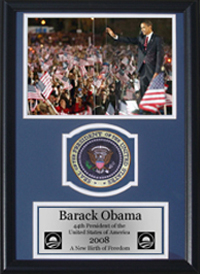 Picture of Encore Select 189-KN23608-1 Barack Obama Waving to Crowd Presidential Commemorative Patch Deluxe Photograph Frame - 12 x 18 in.
