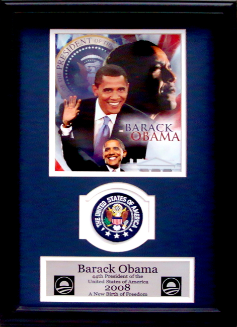 Picture of Encore Select 189-KO19708 Barack Obama Collage Presidential Commemorative Patch Deluxe Photograph Frame - 12 x 18 in.