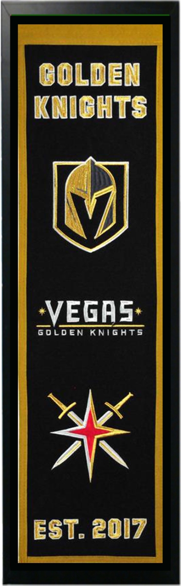 Picture of Encore Select 290-21 Vegas Golden Knights Logo History Felt Banner - 14 x 37 in.