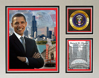 Picture of Encore Select m3-obamachicago Barack Obama Photographed in Chicago Photograph Deluxe Statistics Matted Print - 11 x 14 in.