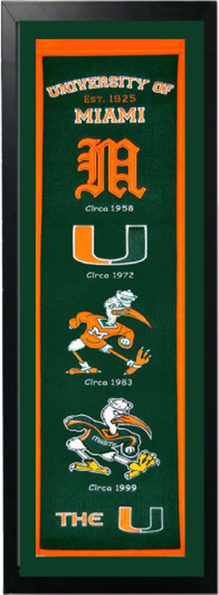 Picture of Encore Select 109-25 University of Miami Logo History Felt Banner - 14 x 37 in.
