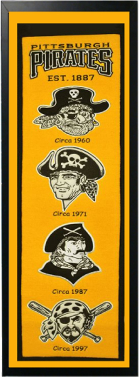 Picture of Encore Select 109-26 Pittsburgh Pirates Logo History Felt Banner - 14 x 37 in.