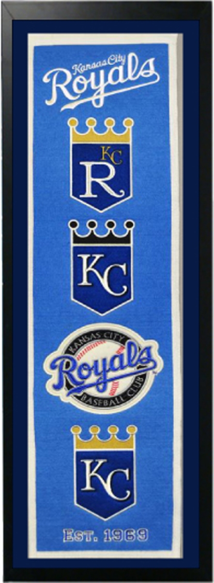 Picture of Encore Select 109-27 Kanas City Royals Logo History Felt Banner - 14 x 37 in.