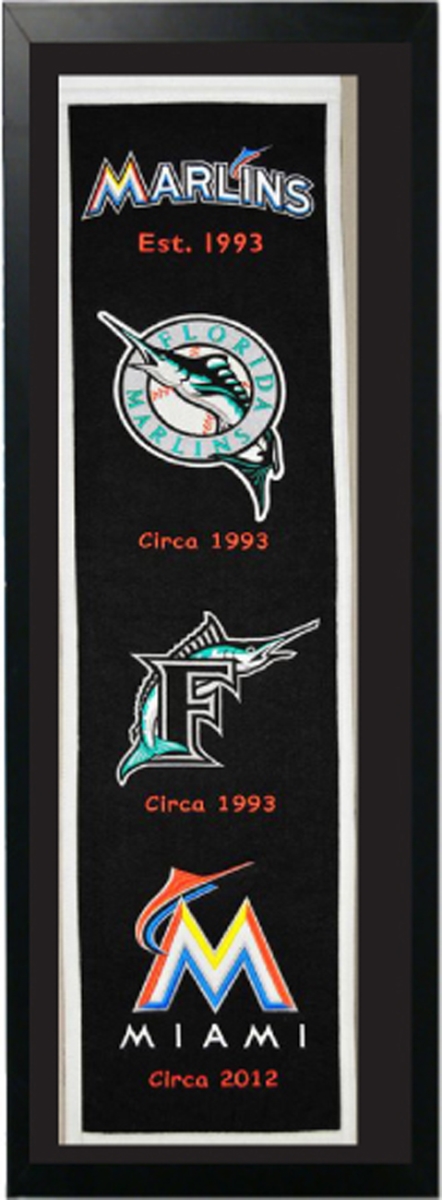 Picture of Encore Select 109-29 Miami Marlins Logo History Felt Banner - 14 x 37 in.